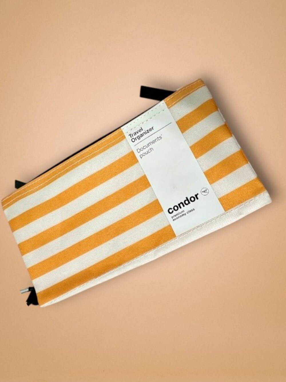 Condor Striped Travel Organizer Pouch Orange White Zip
